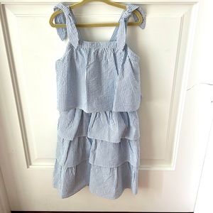 J.Crew Girls tiered ruffle dress in seersucker